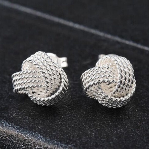 Silver Plated Rope Ball Earrings - Picture 2 of 6